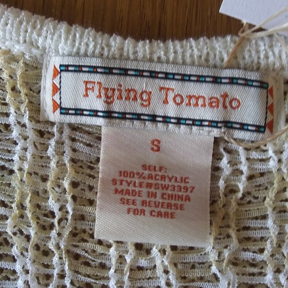 Flying Tomato | Fancy Knit Racerback Tan and White Tank | S | New - Picture 8 of 13
